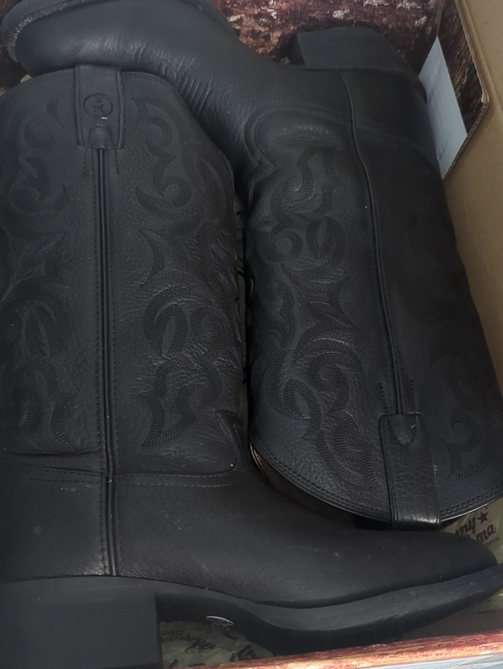 Tony Lama Mens 9D Deertan Black Vintage Leather Bo